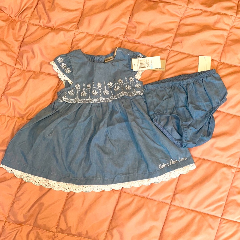 Calvin Klein jean dress 6/9M. Tags still on.
